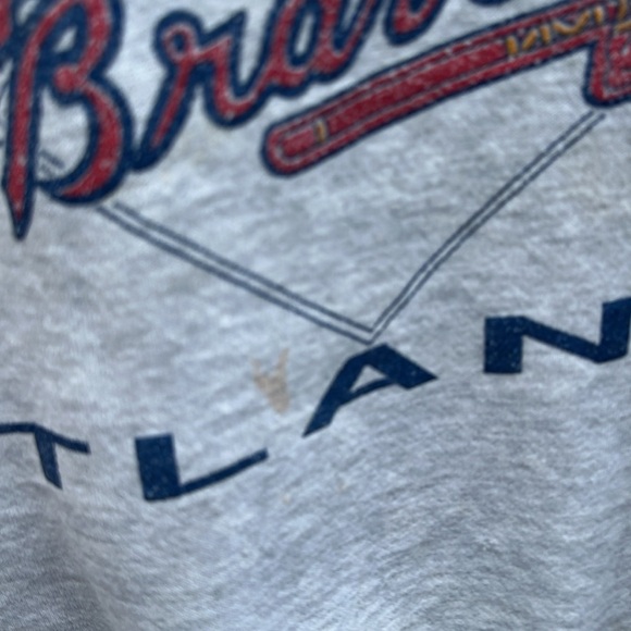 Vintage 90s LOGO 7 Gray Atlanta Braves Crewneck Sweater Size Large - Picture 11 of 15